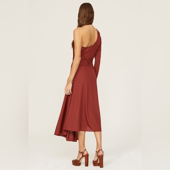 Tanya Taylor Women’s one-shoulder rust dress,‎ size 8, EGUC - Picture 3 of 7